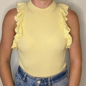 Yellow Ruffle Tank Top